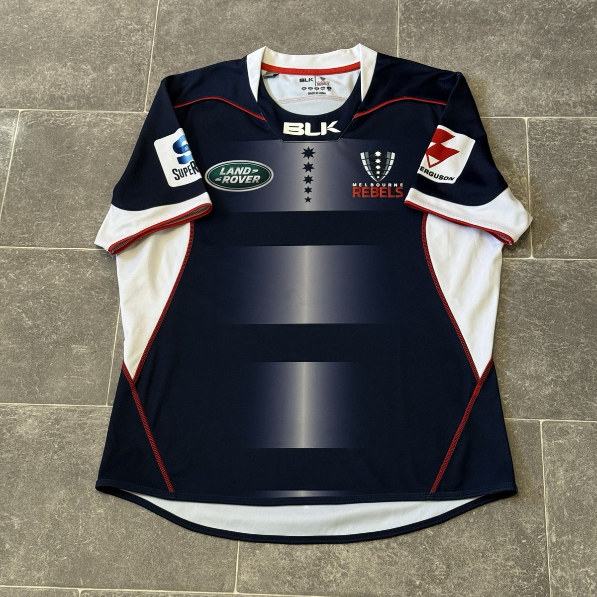 Melbourne Rebels Super Rugby Home Shirt Large Adults BLK Jersey Blue Top