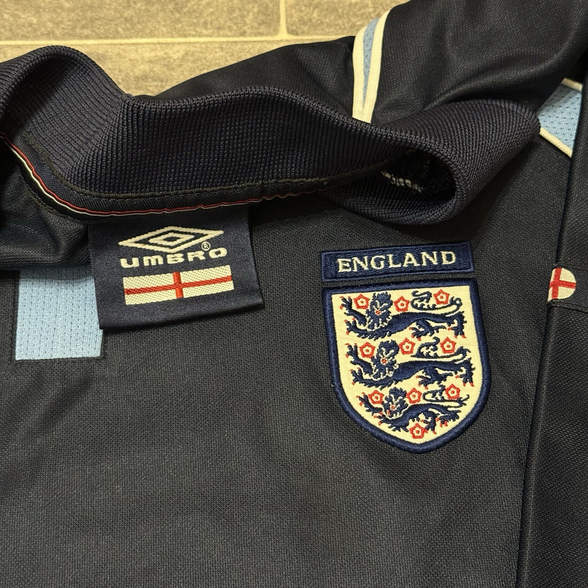 Vintage England Football Shirt XL Umbro Navy Training Kit 2000 2002 Jersey