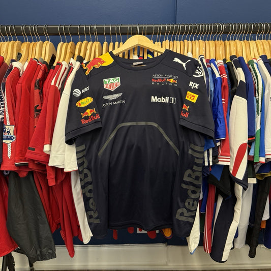 Red Bull Racing Shirt Mens Medium Blue Puma Aston Martin F1 Formula 1 Team