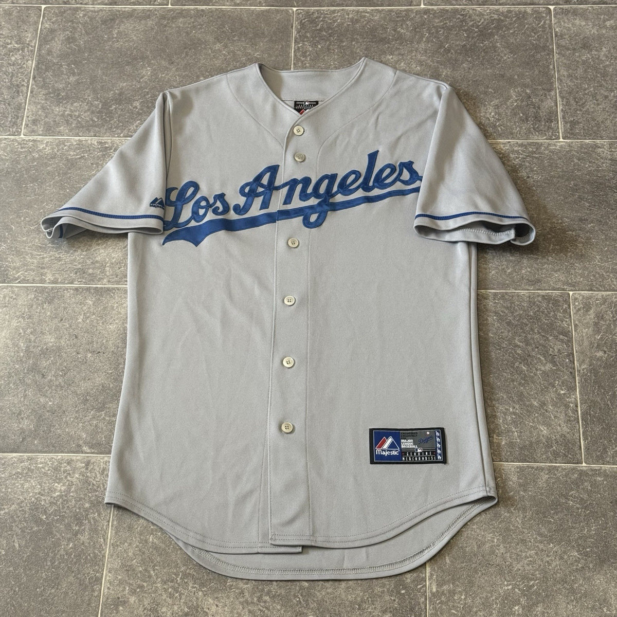 LOS ANGELES BASEBALL JERSEY DODJERS MAGESTIC SHIRT GREY SMALL ADULTS