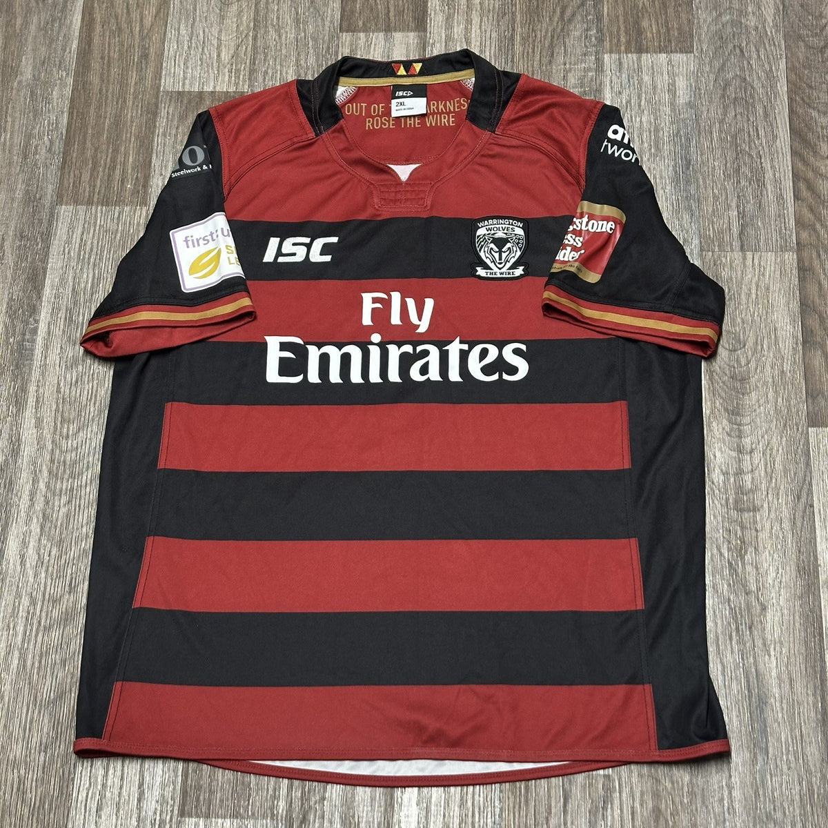 Official ISC 2016 Warrington Wolves Away Rugby League Shirt Jersey 2XL #1 Gidly