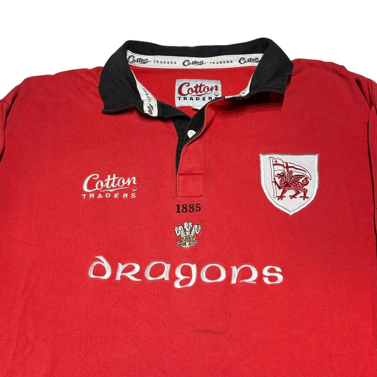 WALES DRAGONS 1990'S RUGBY UNION SHIRT JERSEY COTTON SIZE XXL