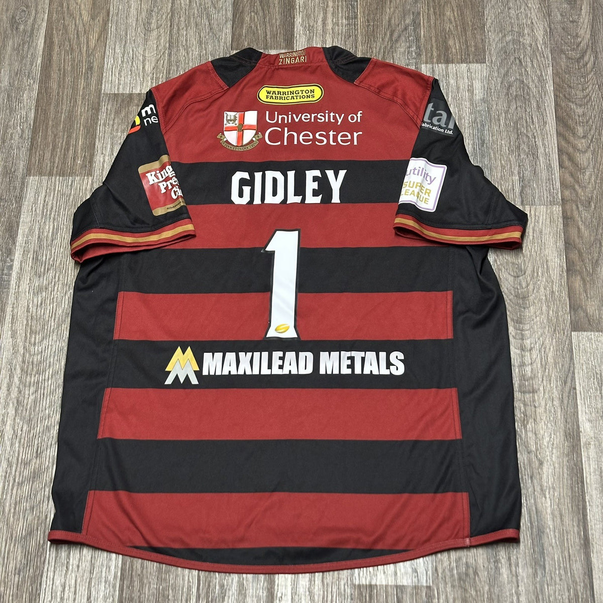 Official ISC 2016 Warrington Wolves Away Rugby League Shirt Jersey 2XL #1 Gidly