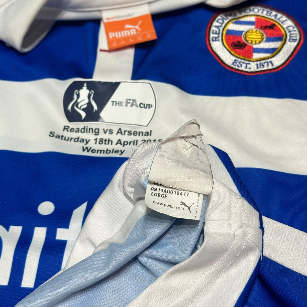 Reading 2014 2015 FA CUP vs Arsenal Football Shirt Jersey PUMA Size XL