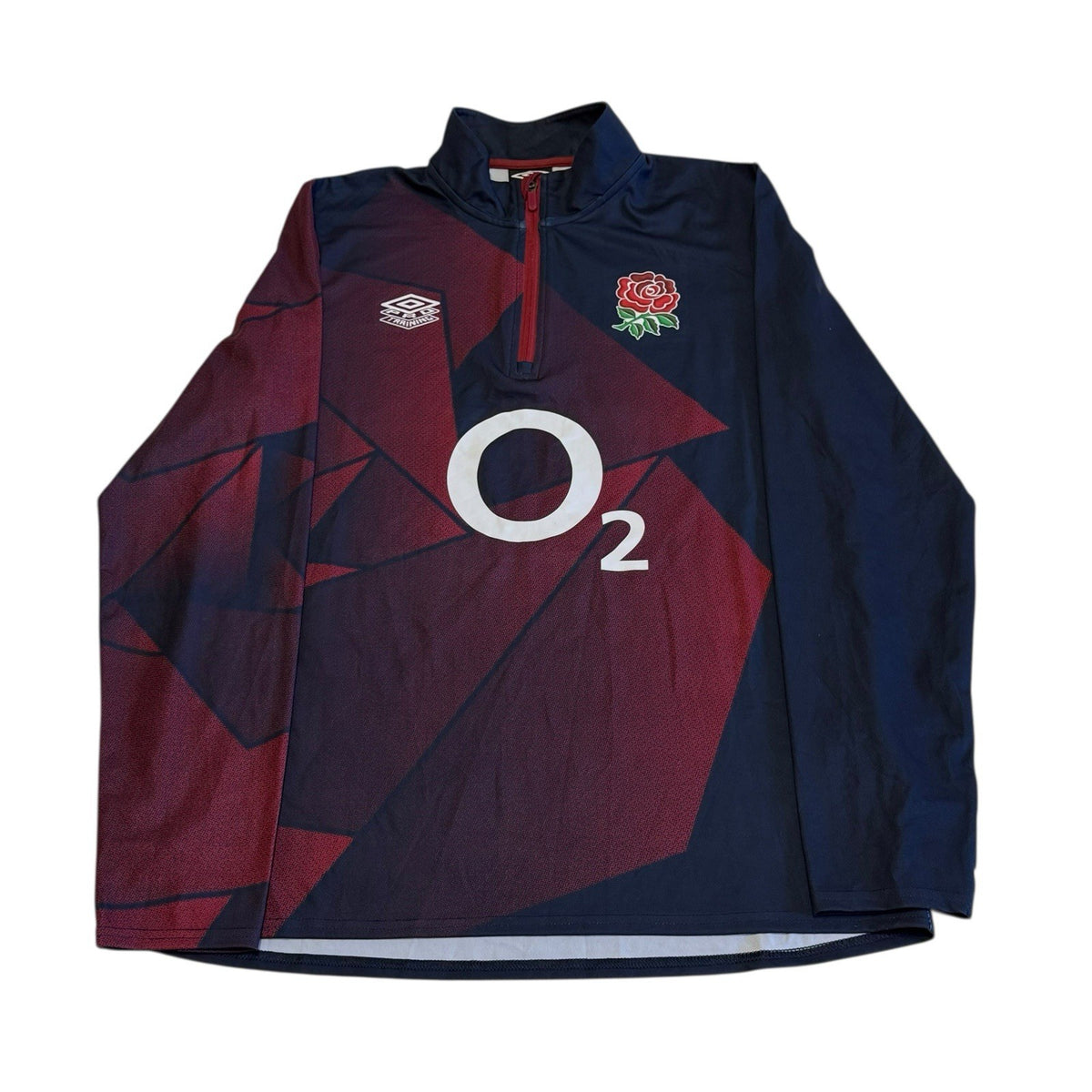 Men's England Rugby Union Umbro Warm Up Mid Layer Long Sleeve Top Size Medium