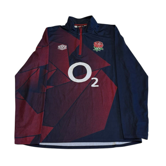 Men's England Rugby Union Umbro Warm Up Mid Layer Long Sleeve Top Size Medium