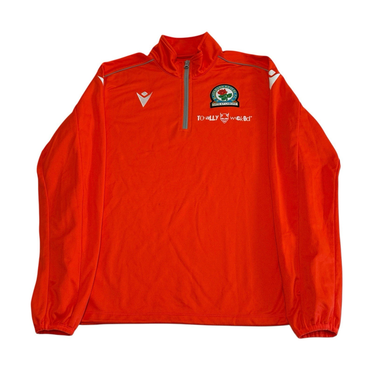 Blackburn Rovers 1/4 Zip Jacket Macron Training Top Jersey Medium Orange