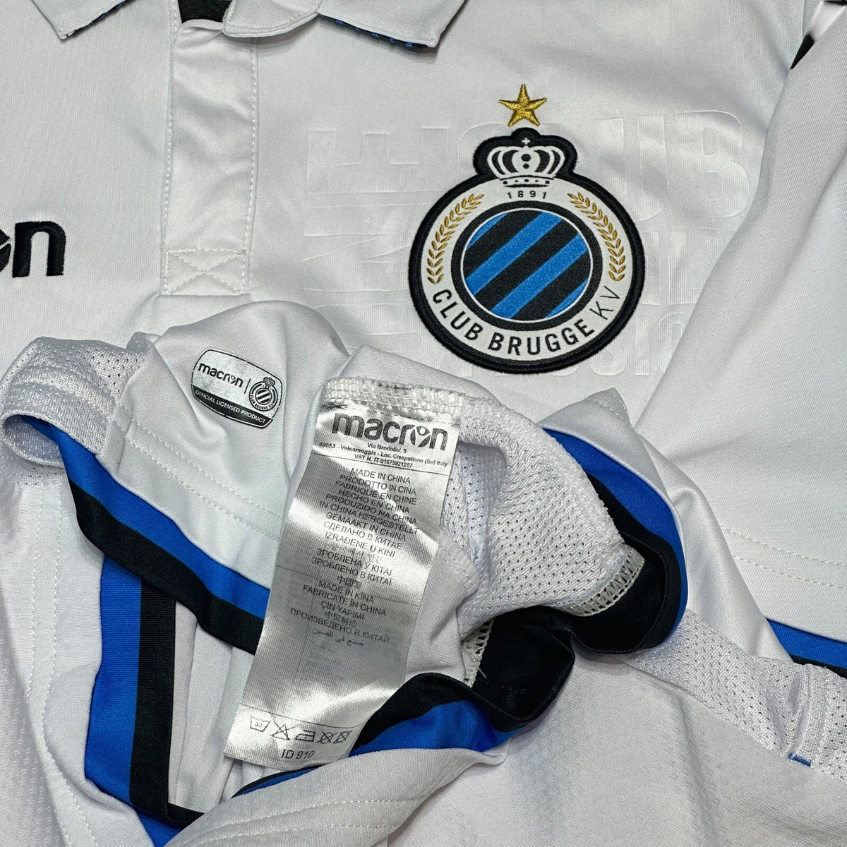 Club Brugge 2017 2018 Away Jersey Macron Blue and White Size Mens Medium