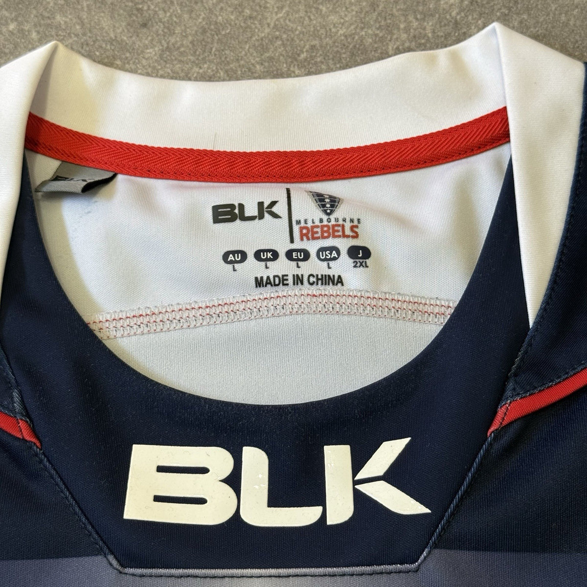Melbourne Rebels Super Rugby Home Shirt Large Adults BLK Jersey Blue Top