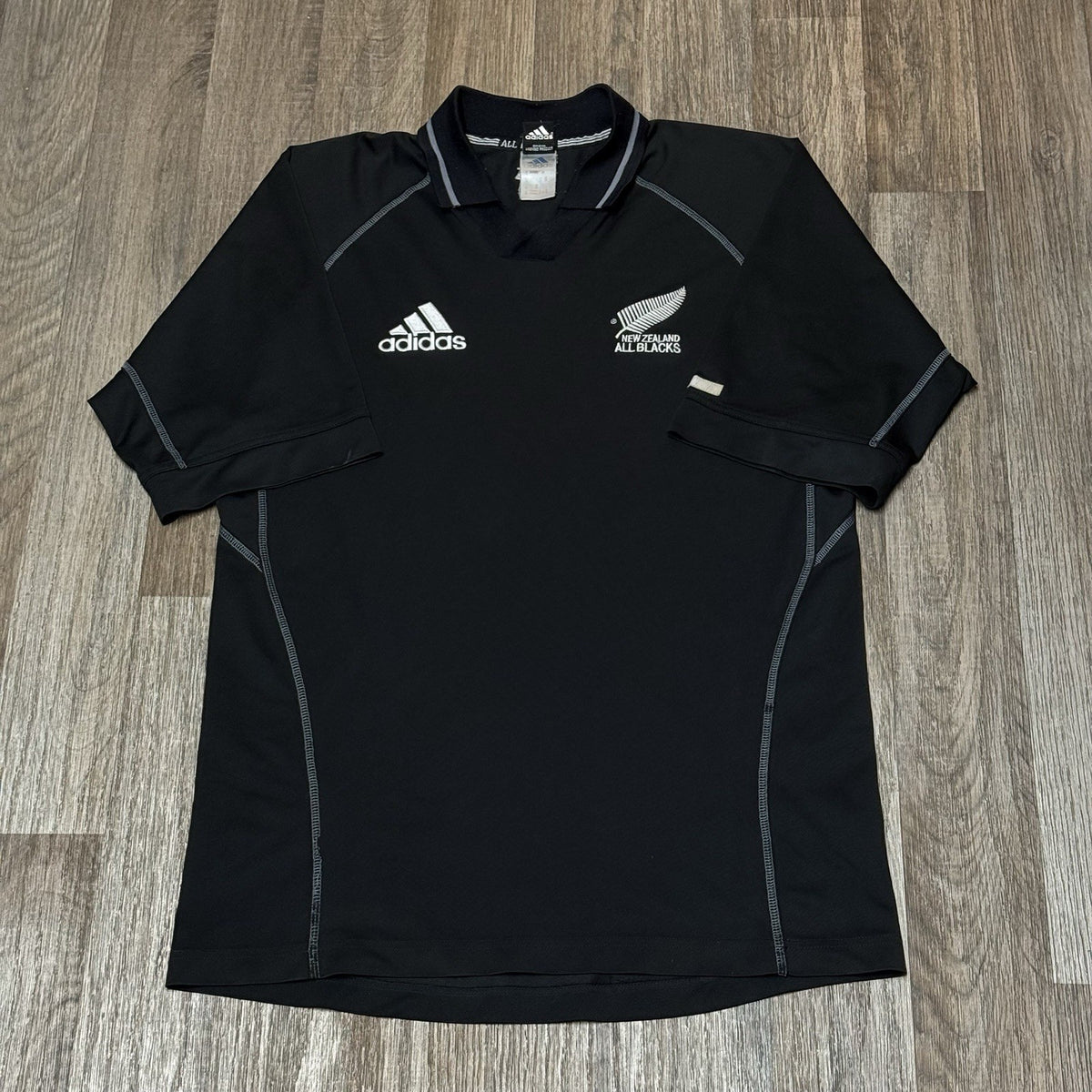 Adidas All Black Rugby Shirt Mens Medium Black 2001