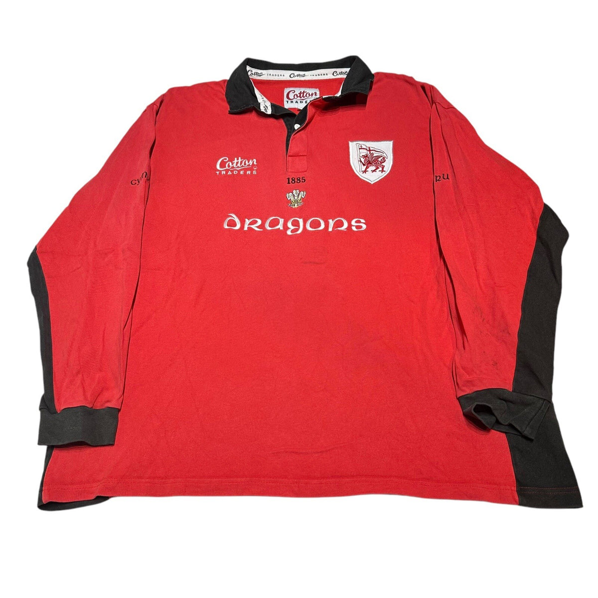 WALES DRAGONS 1990'S RUGBY UNION SHIRT JERSEY COTTON SIZE XXL