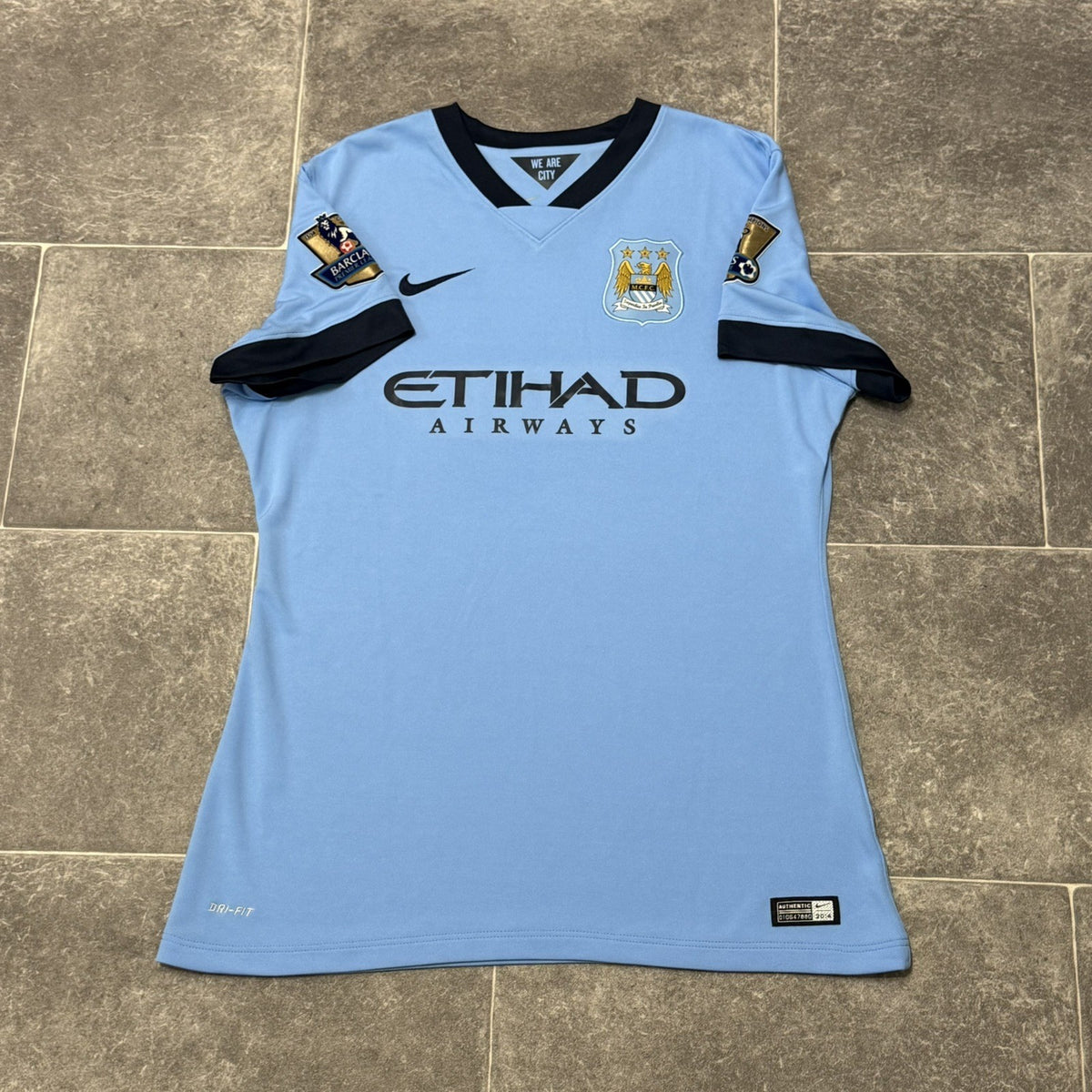 Manchester City Shirt Large Woman’s Blue Home Kit 2014 2015 Nike Soccer Jersey