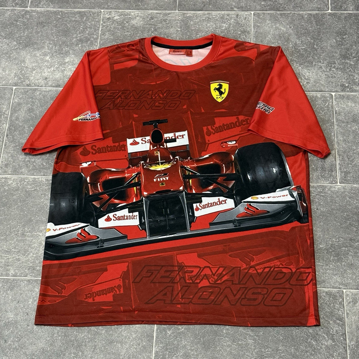 Ferrari Santander All Over Print FERNANDO ALONSO Racing Shirt Jersey XXL