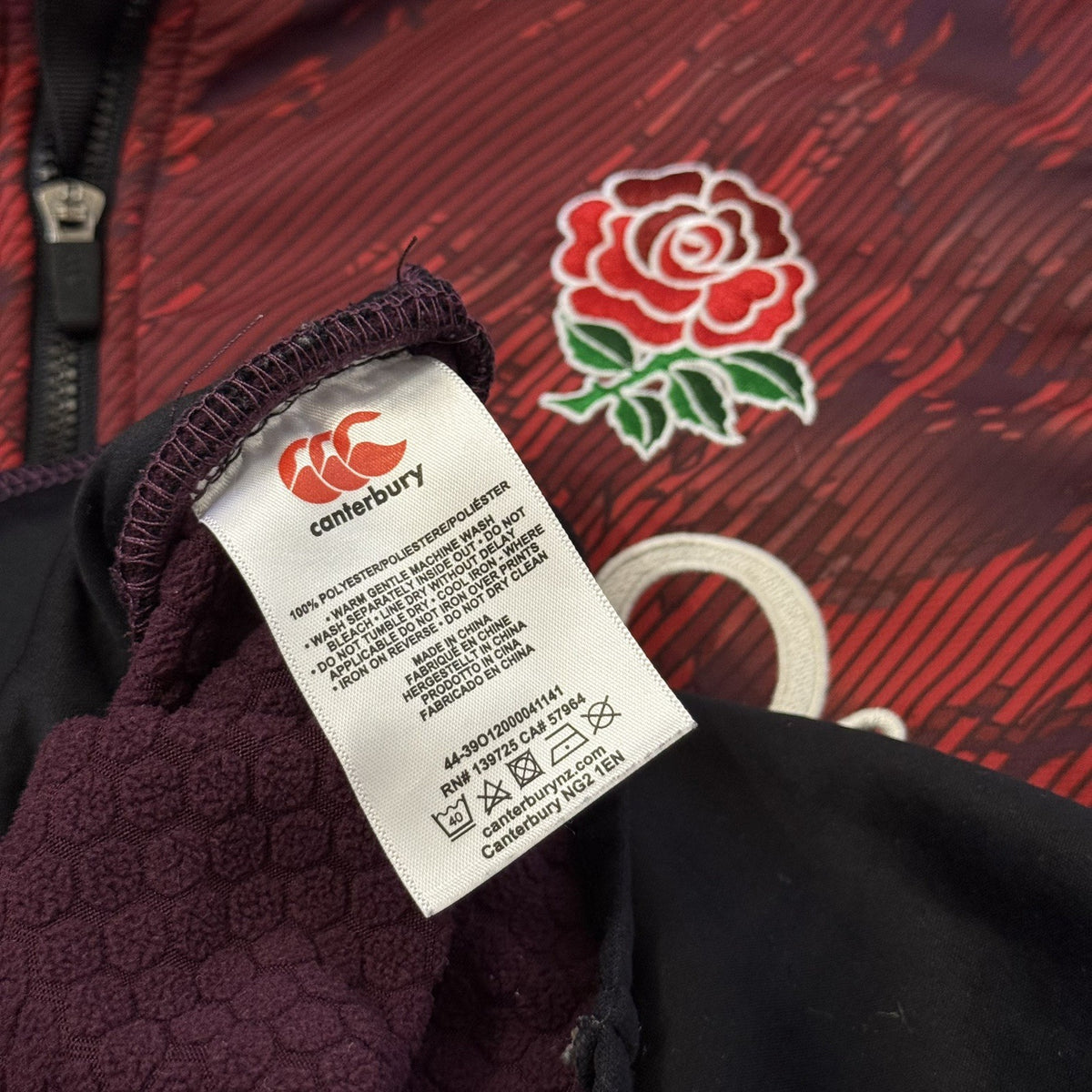 Canterbury England 1/4 Zip Top Medium Rugby Pullover Training Jersey Thermoreg