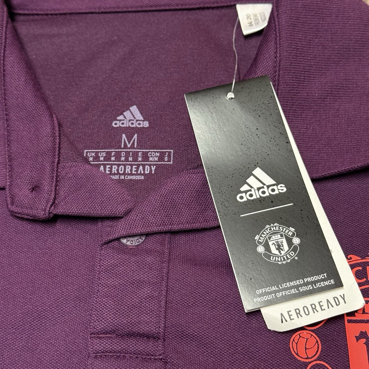MANCHESTER UNITED Polo Shirt Purple ADIDAS 2020-2021 Red Devils BNWT SIZE MEDIUM