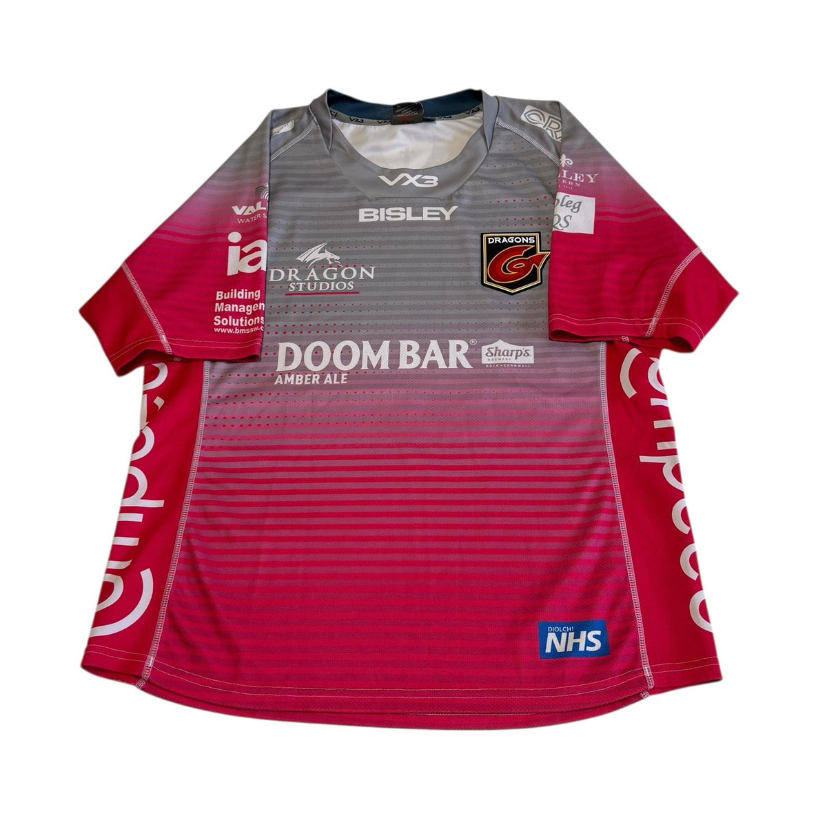 Newport Dragons Rugby European Shirt 2020/2021 VX3 Size Large Pink Jersey Top
