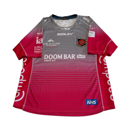 Newport Dragons Rugby European Shirt 2020/2021 VX3 Size Large Pink Jersey Top