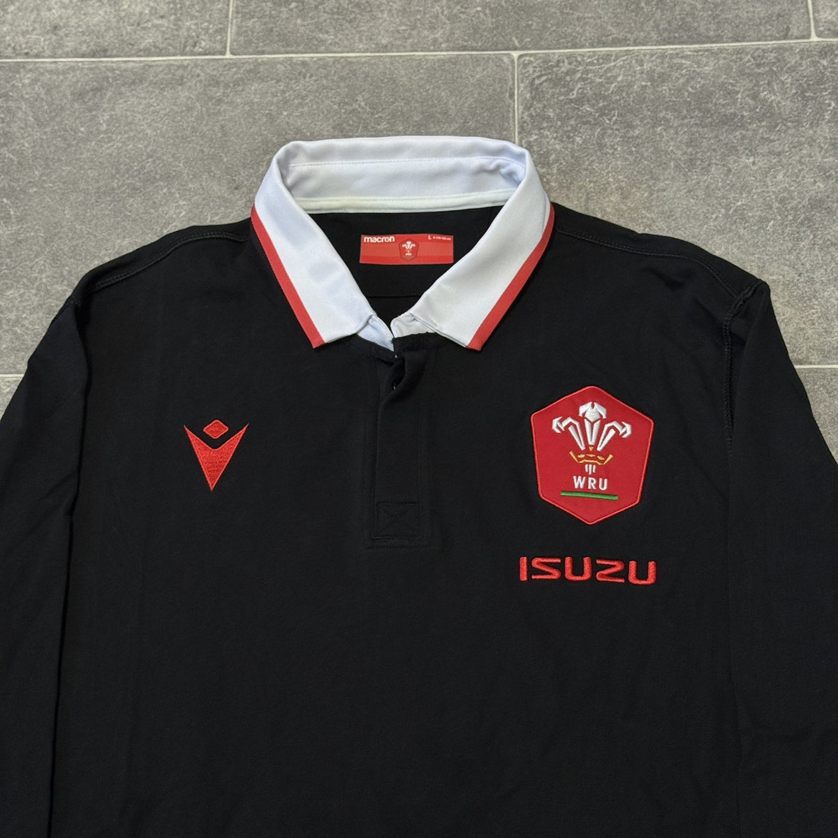 Wales 2021 Long Sleeve Away Shirt Macron Men’s Large Rugby Union Classic