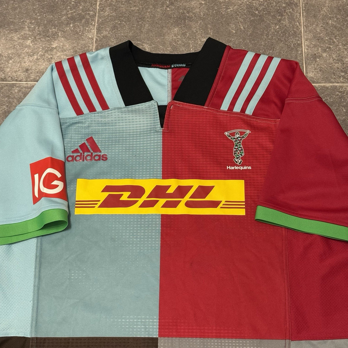 HARLEQUINS ADIDAS HOME RUGBY LEAGUE SHIRT 2017 2018 SIZE XL USED