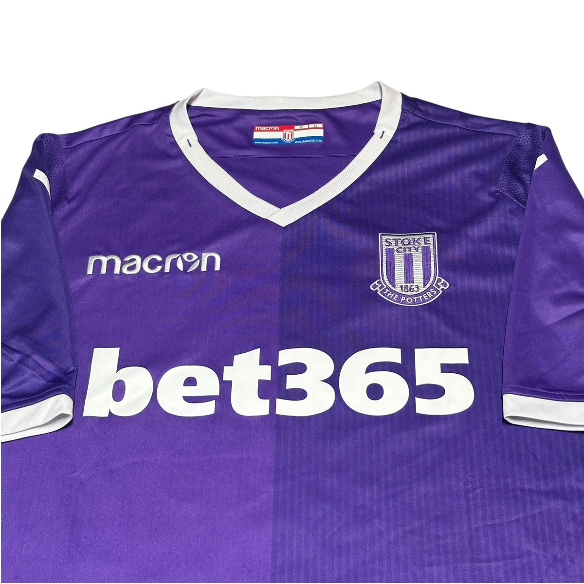 Stoke City Away Shirt 2018-2019 Football Soccer Purple Shirt Macron Size XL