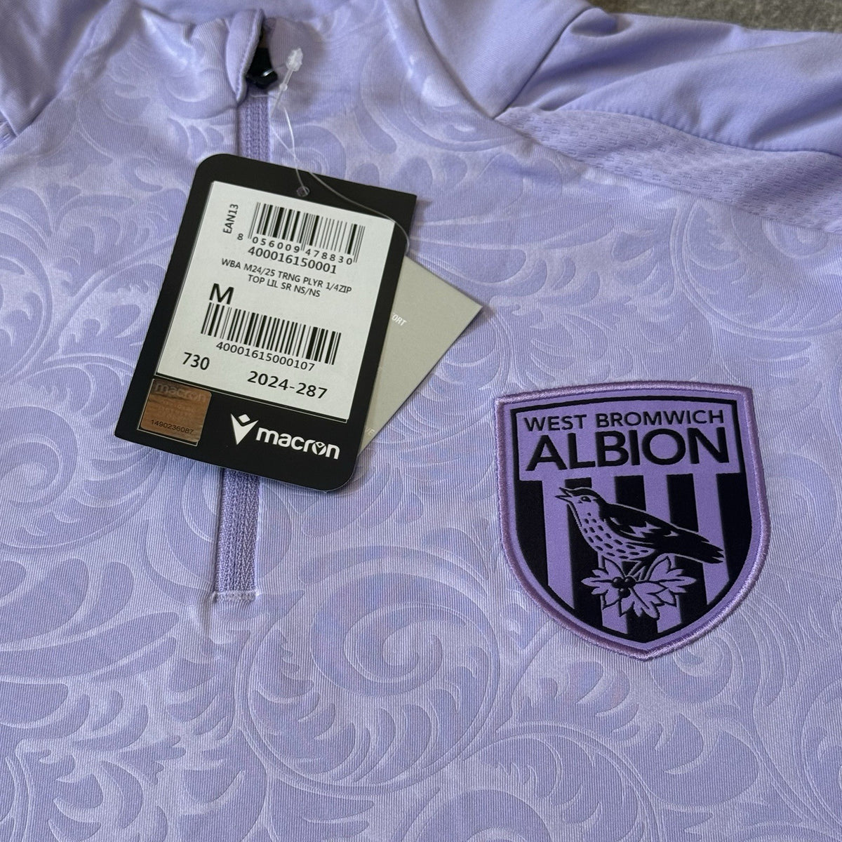 West Bromwich Albion 2024/2025 1/4 Zip Player Issue Training Jersey Medium New