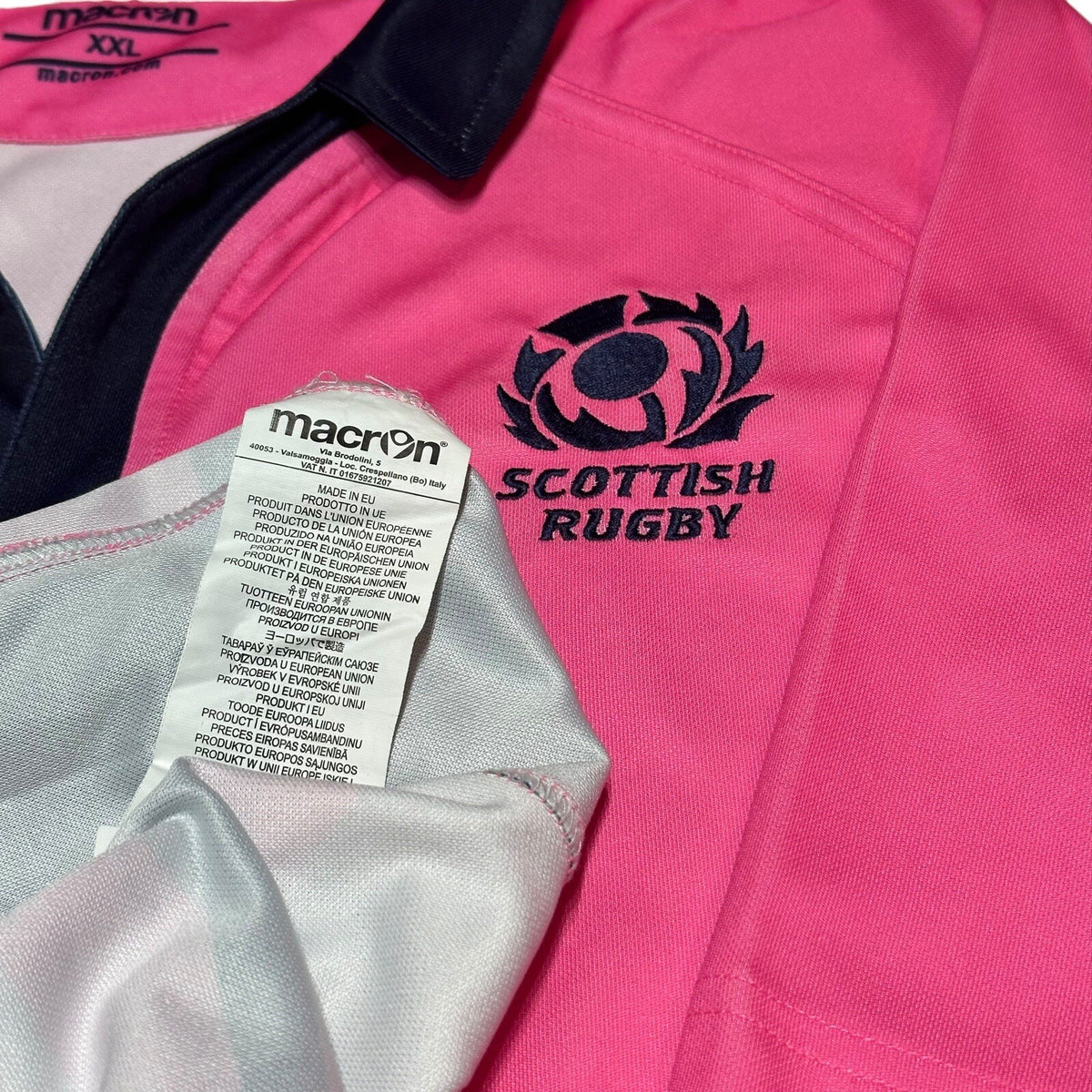 SCOTLAND NATIONAL TEAM RUGBY UNION SHIRT JERSEY MACRON SIZE XXL PINK