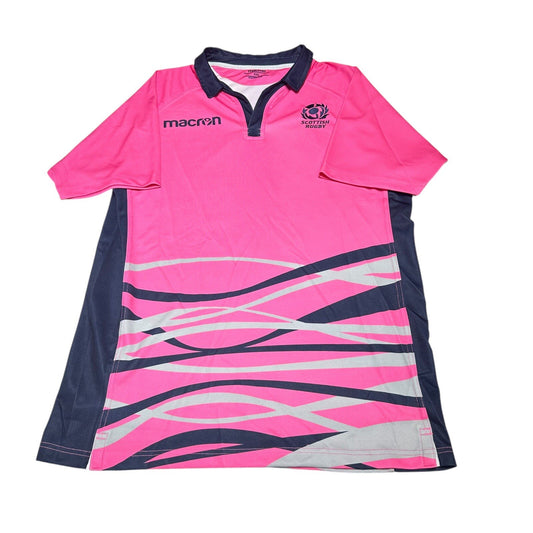 SCOTLAND NATIONAL TEAM RUGBY UNION SHIRT JERSEY MACRON SIZE XXL PINK