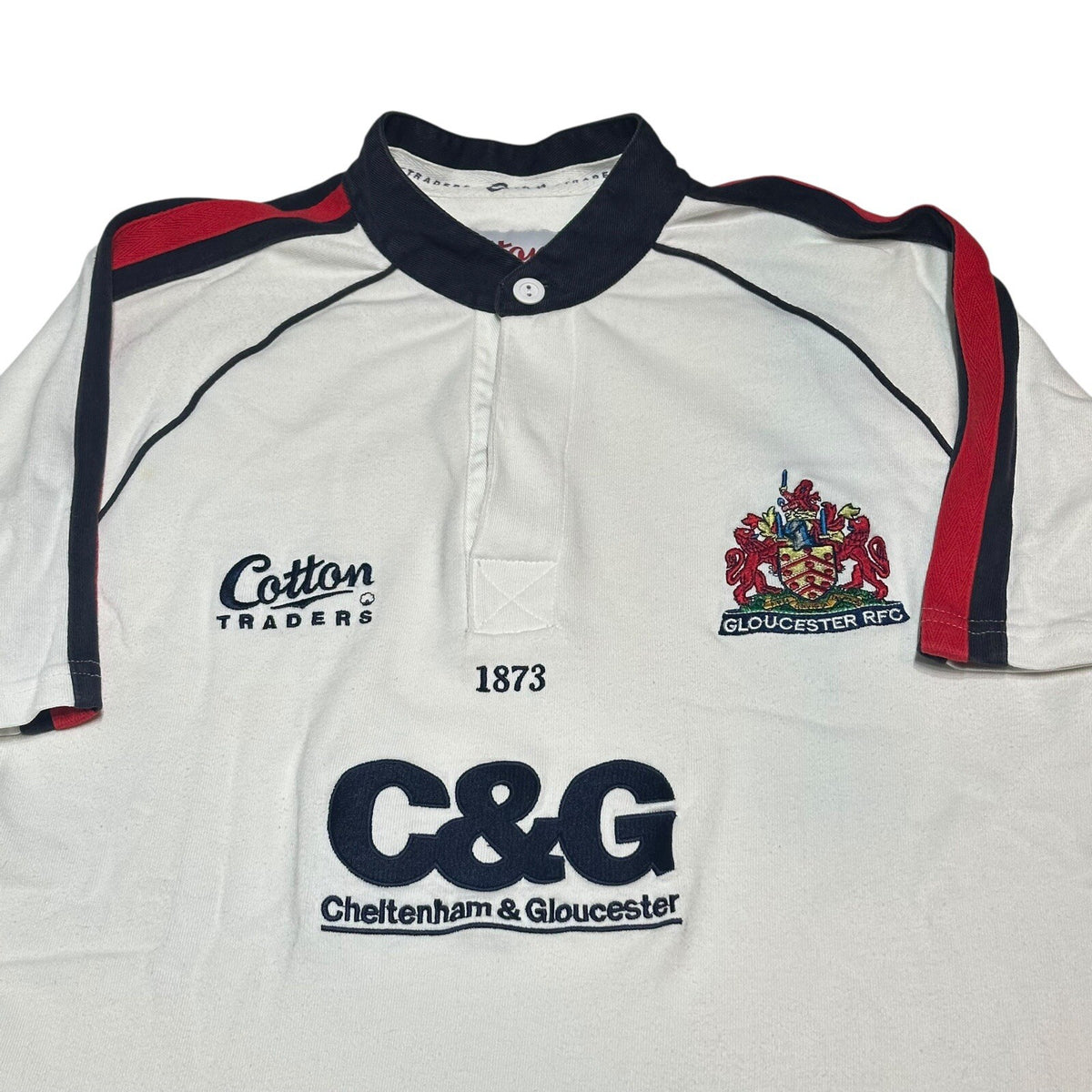 Gloucester Rugby Away Shirt 2004/2005 Cotton Traders Large White Jersey Top