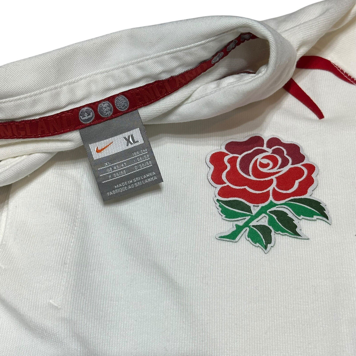 England Rugby Shirt Mens XL 2007/08 White Home Nike Long Sleeve Union Top
