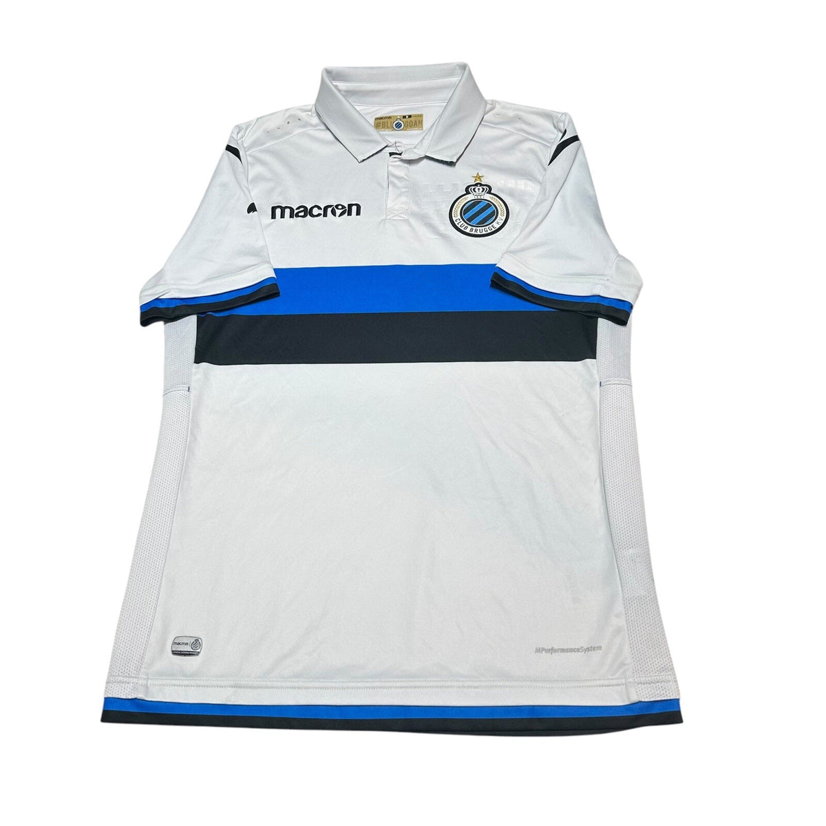 Club Brugge 2017 2018 Away Jersey Macron Blue and White Size Mens Medium