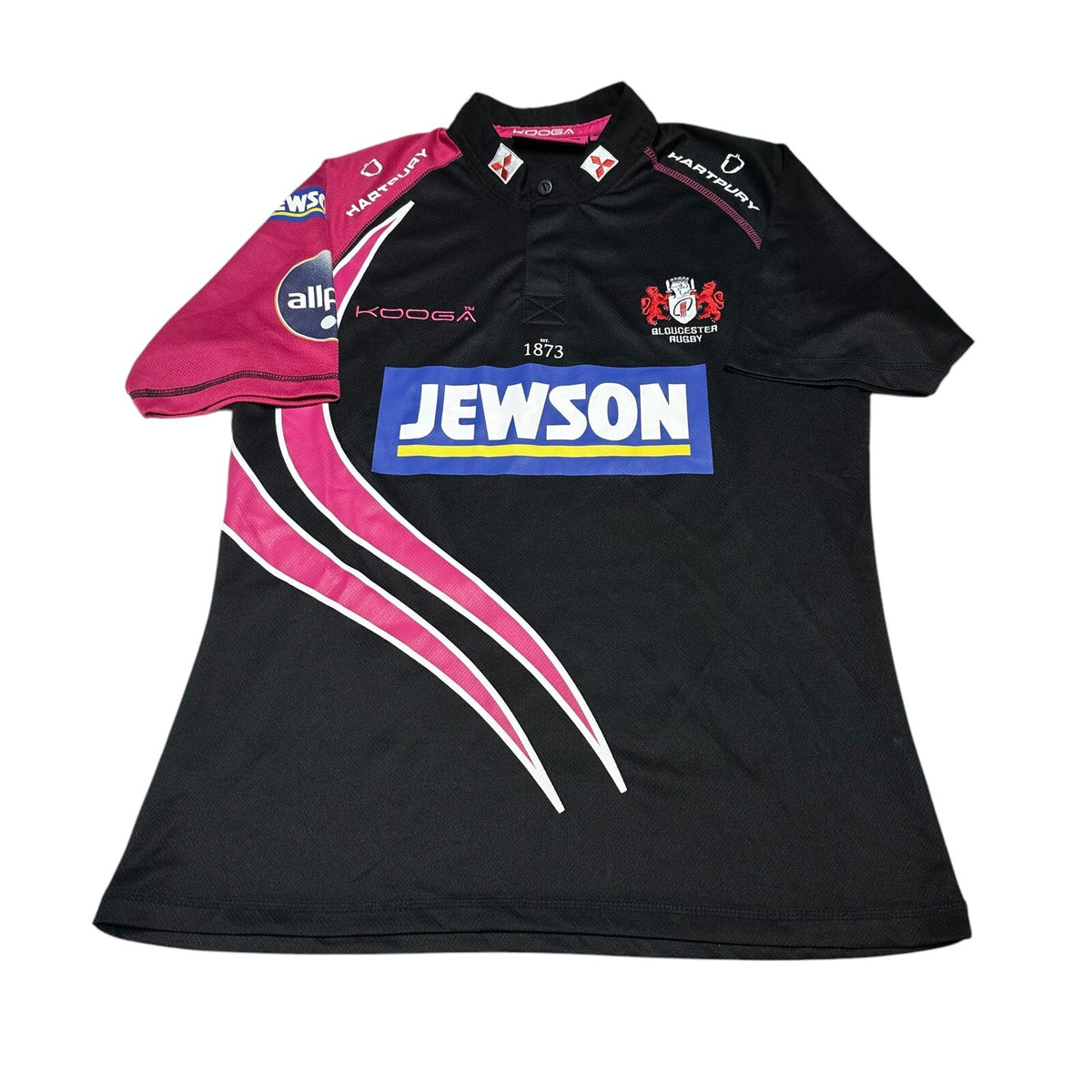 Gloucester Rugby Shirt 2011/2012 Kooga Large European Jersey Top Black Pink