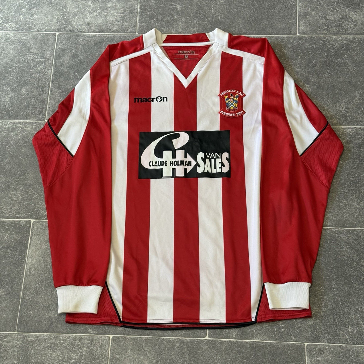 Newquay Home Football Shirt Match Worn Long sleeve Jersey Number 6 Macron