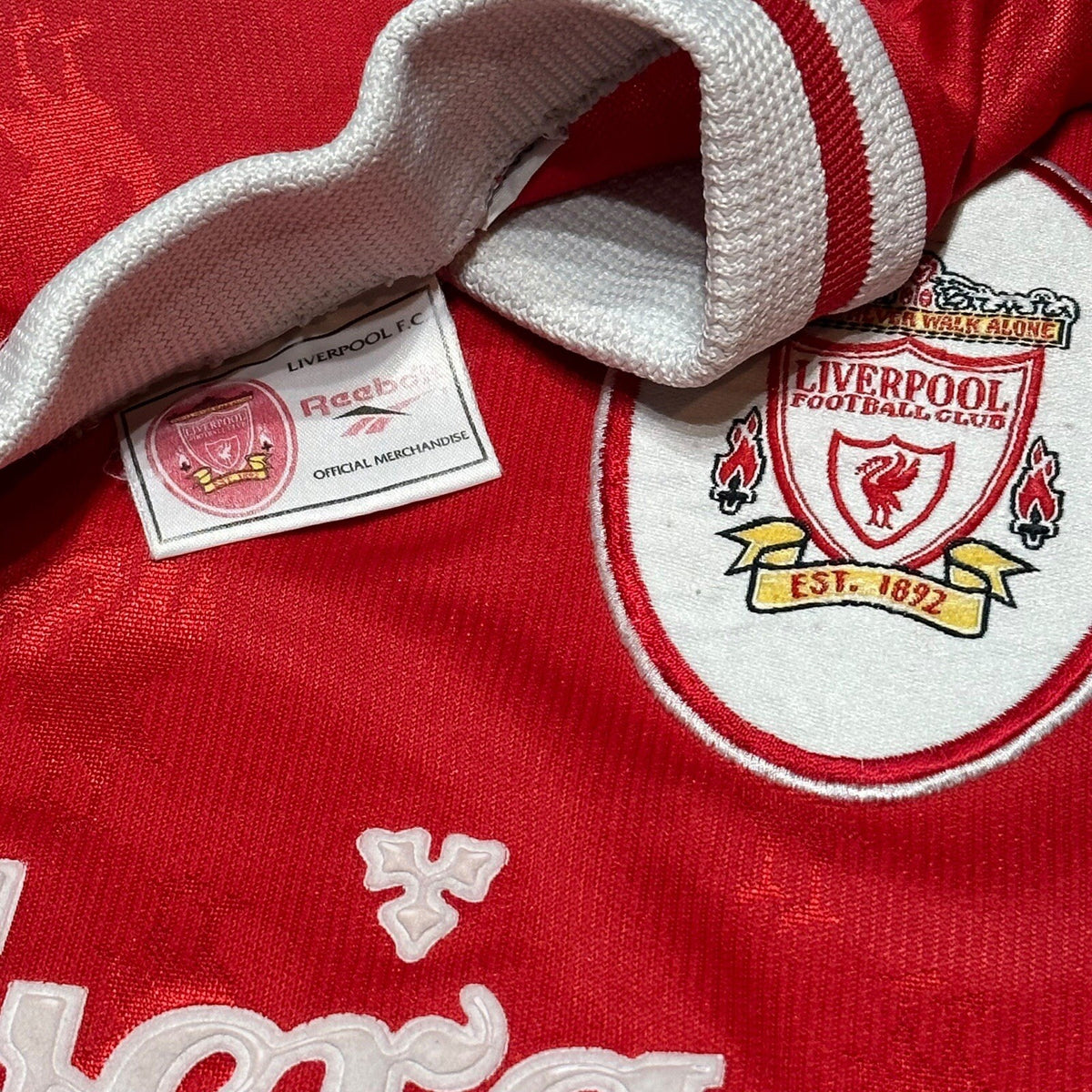 REEBOK Liverpool FC 1996/98 Home Kit Jersey Shirt Size 34-36" Small Read Descrip
