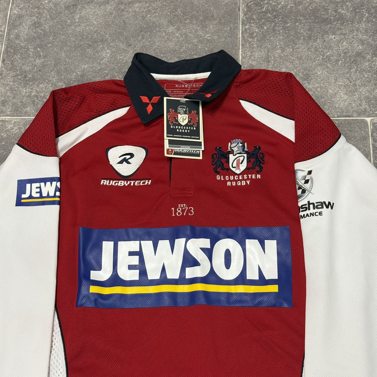 Gloucester Rugby Home Shirt 2007/2009 NEW Rugbytech Medium Long Sleeve Jersey