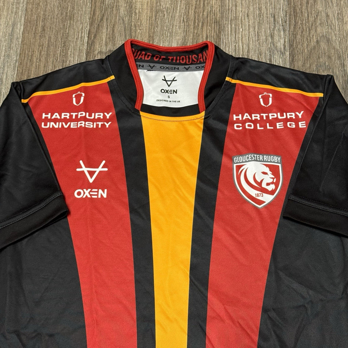 Gloucester Rugby European Shirt 2021/2022 Oxen Small Adults Jersey Black Top