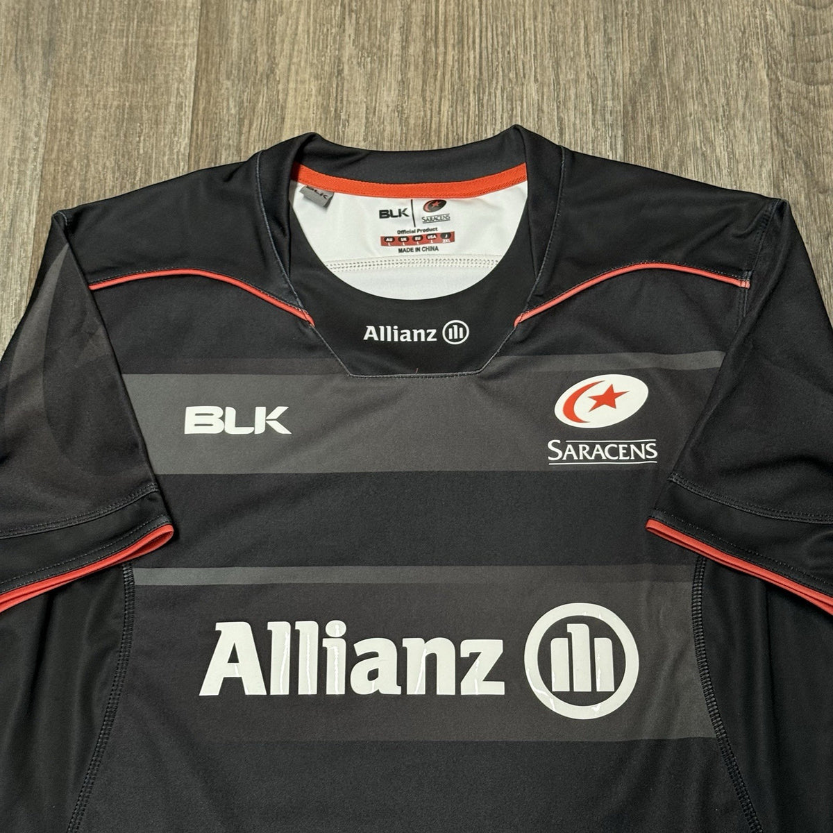 Saracens Rugby Union Shirt BLK Large Home Kit Jersey London 2016 2017