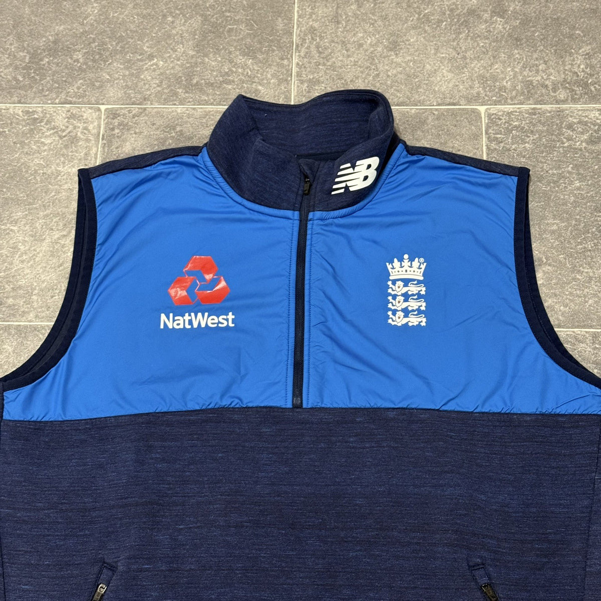 England Cricket Gilet Jacket ECB 1/4 Zip Training Top Mens Large
